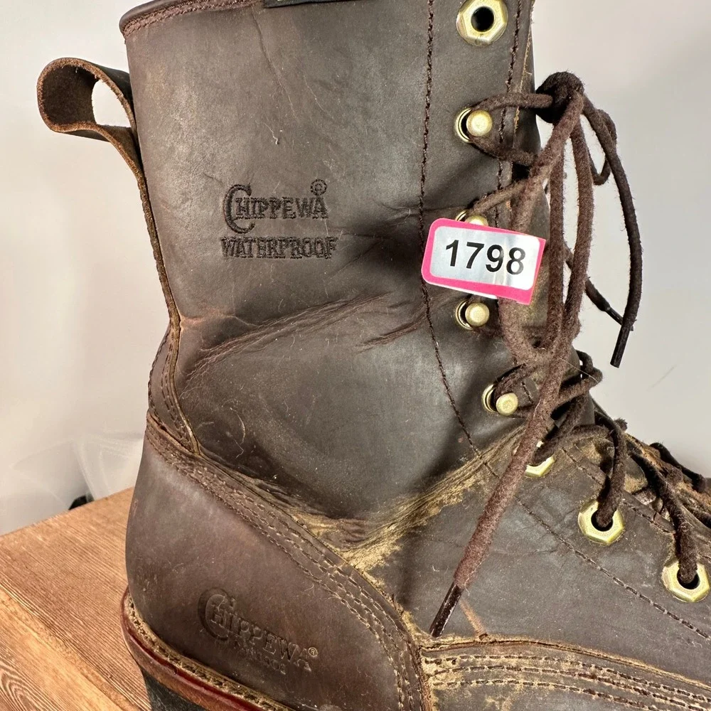 Chippewa Mens Logger Boots 11.5 Waterproof Leather EH Forestry Work Chip A Tex